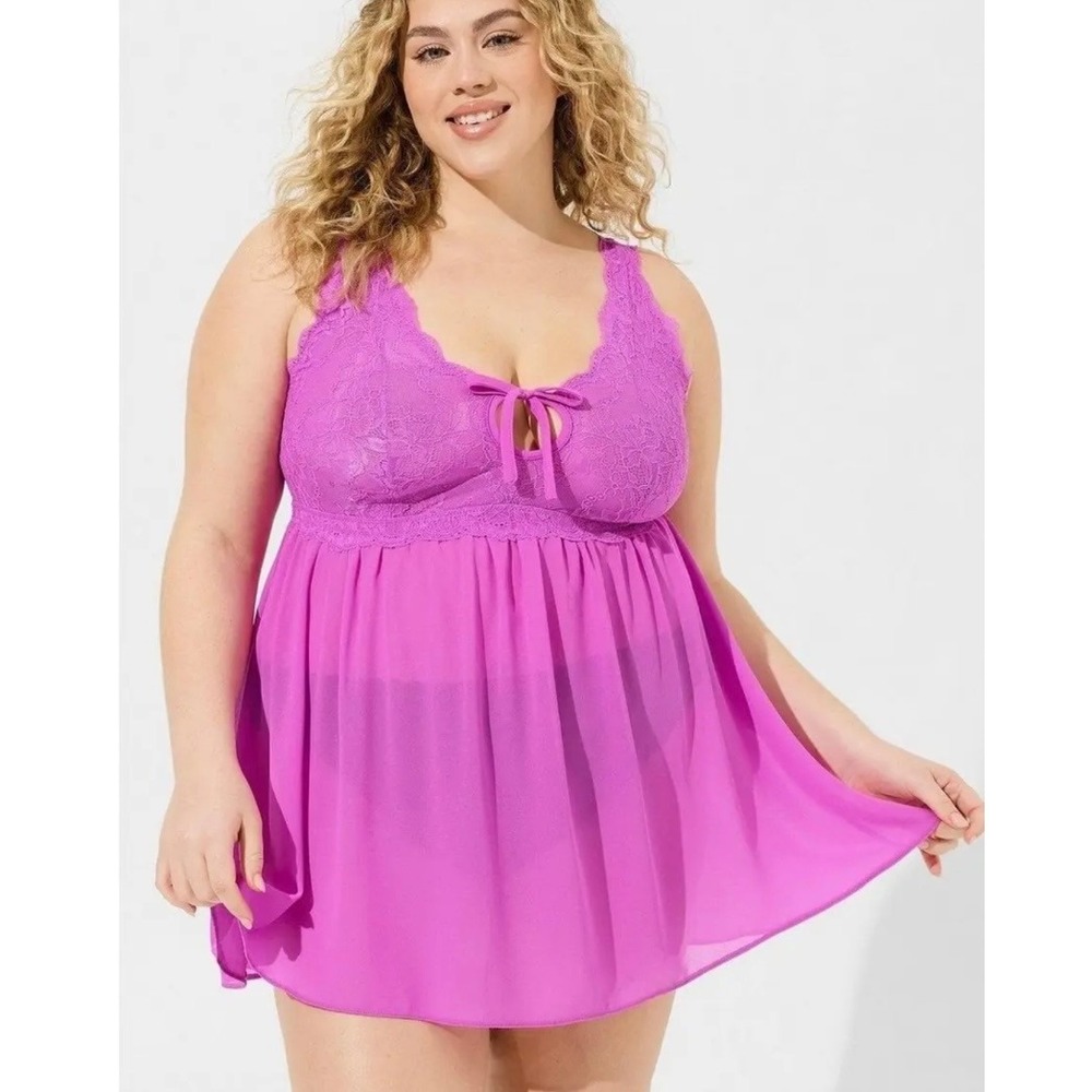 Torrid NWT Purple Lace Babydoll Chemise Size 18/20, Torrid Size 2